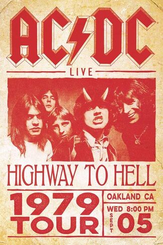AC/DC Highway to Hell 1979 Tour Laminated Poster - 24.5" x 36.5" in Saudi Arabia