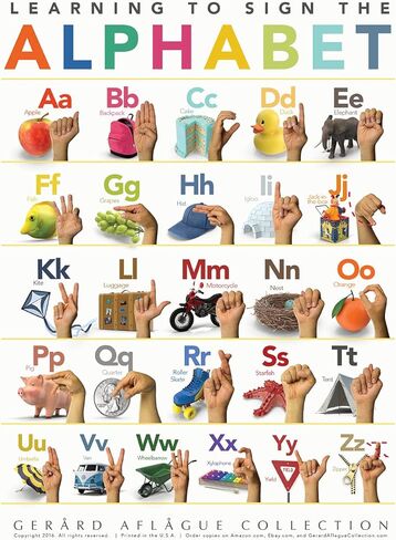 Gerard Aflague Collection 18x24 Children's Sign Language Alphabet Poster - Off-Set Printed, School Posters for Classroom in Saudi Arabia