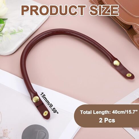 MECCANIXITY قطعتان من مقابض المحفظة الجلدية المصنوعة من جلد البولي يوريثان، استبدال أشرطة المحفظة القصيرة مقاس 0.6 بوصة × 16 بوصة مع حقيبة زر فضية لصنع لوازم صناعة الحقائب وإصلاحها، أسود in Kuwait
