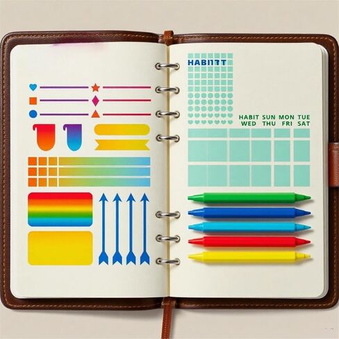 Metal Planner Stencils Accessories Journal Stencil ，4X7 Inch Reusable Stainless Steel Template for DIY Bullet Journal, Calendar,Habit Tracker, Notebook, Scrapbook Stencil in Saudi Arabia