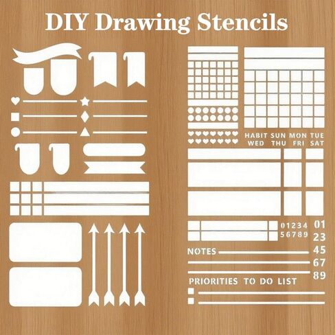 Metal Planner Stencils Accessories Journal Stencil ，4X7 Inch Reusable Stainless Steel Template for DIY Bullet Journal, Calendar,Habit Tracker, Notebook, Scrapbook Stencil in Saudi Arabia