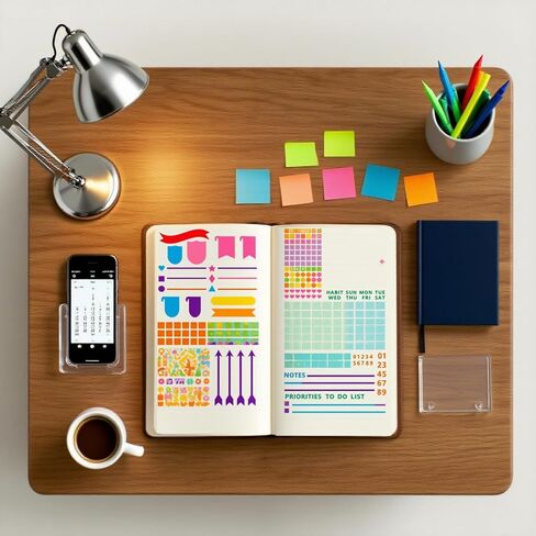 Metal Planner Stencils Accessories Journal Stencil ，4X7 Inch Reusable Stainless Steel Template for DIY Bullet Journal, Calendar,Habit Tracker, Notebook, Scrapbook Stencil in Saudi Arabia