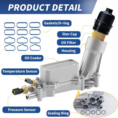 926-959 Aluminum engine oil cooler oil filter housing with sensor, suitable for Jeep Grand Cherokee Wrangler 2011-2016 Chrysler 200 300, Dodge Charger Challenger Ram150025003500 V6 3.6L 68105583AF in Saudi Arabia