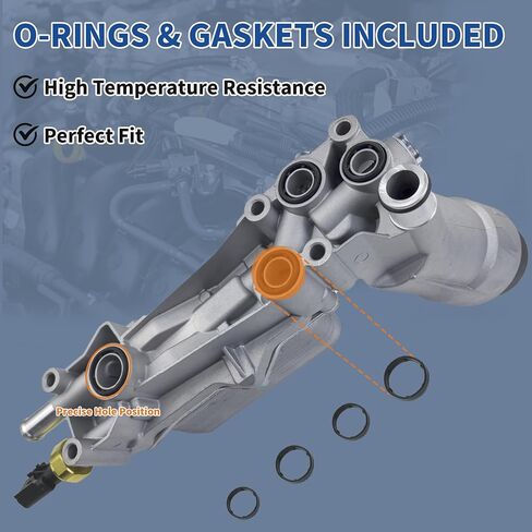 926-959 Aluminum engine oil cooler oil filter housing with sensor, suitable for Jeep Grand Cherokee Wrangler 2011-2016 Chrysler 200 300, Dodge Charger Challenger Ram150025003500 V6 3.6L 68105583AF in Saudi Arabia