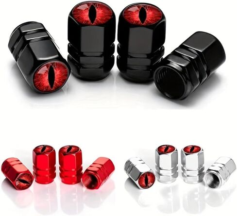4pcs Universal Tire Valve Caps, Cat Eye Visual Design, Suitable for Cars, Motorcycles, Trucks, and Bicycles (Black) in Saudi Arabia