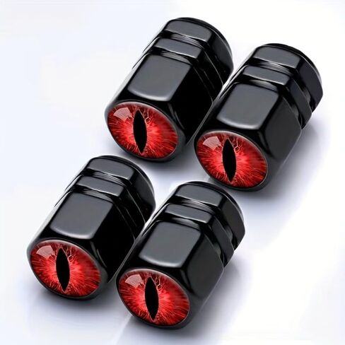4pcs Universal Tire Valve Caps, Cat Eye Visual Design, Suitable for Cars, Motorcycles, Trucks, and Bicycles (Black) in Saudi Arabia