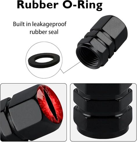 4pcs Universal Tire Valve Caps, Cat Eye Visual Design, Suitable for Cars, Motorcycles, Trucks, and Bicycles (Black) in Saudi Arabia