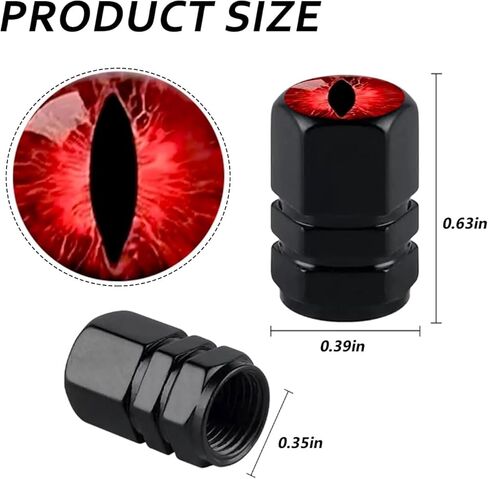 4pcs Universal Tire Valve Caps, Cat Eye Visual Design, Suitable for Cars, Motorcycles, Trucks, and Bicycles (Black) in Saudi Arabia