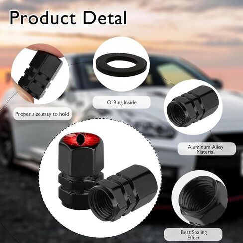 4pcs Universal Tire Valve Caps, Cat Eye Visual Design, Suitable for Cars, Motorcycles, Trucks, and Bicycles (Black) in Saudi Arabia