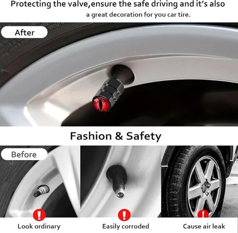 4pcs Universal Tire Valve Caps, Cat Eye Visual Design, Suitable for Cars, Motorcycles, Trucks, and Bicycles (Black) in Saudi Arabia