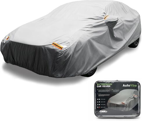 6 Layers Car Cover Waterproof All Weather for Automobiles Outdoor Full Cover Rain Sun UV Protection with Zipper Cotton Size A2 (186" to 193") Universal Fit for Sedan in Saudi Arabia