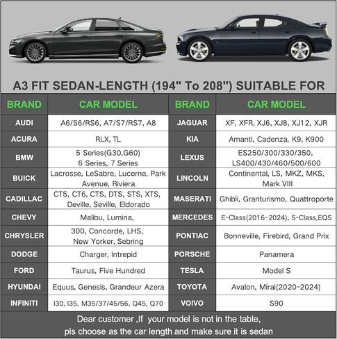 6 Layers Car Cover Waterproof All Weather for Automobiles Outdoor Full Cover Rain Sun UV Protection with Zipper Cotton Size A2 (186" to 193") Universal Fit for Sedan in Saudi Arabia