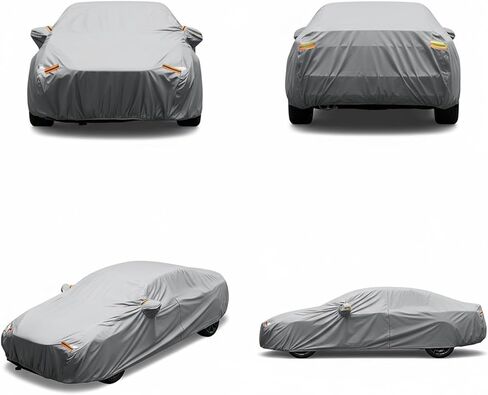 6 Layers Car Cover Waterproof All Weather for Automobiles Outdoor Full Cover Rain Sun UV Protection with Zipper Cotton Size A2 (186" to 193") Universal Fit for Sedan in Saudi Arabia