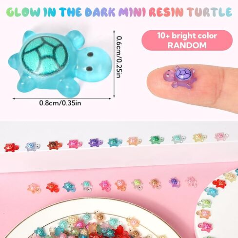 500 Pcs Luminous Mini Resin Turtles Tiny Turtles for Crafts Miniatures Mini Resin Animals Miniatures for Crafts Fairy Garden Dollhouse Micro Landscaping Decoration Style 1 in Saudi Arabia