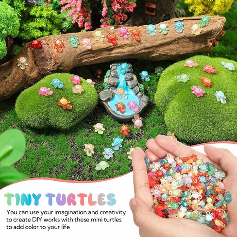 500 Pcs Luminous Mini Resin Turtles Tiny Turtles for Crafts Miniatures Mini Resin Animals Miniatures for Crafts Fairy Garden Dollhouse Micro Landscaping Decoration Style 1 in Saudi Arabia
