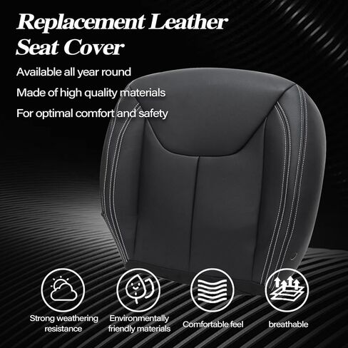 SecosAutoparts Black Leather Driver & Passenger Side Bottom Replacement Seat Cover Compatible with Jeep Wrangler Rubicon 2013 2014 2015 2016 2017 in Saudi Arabia