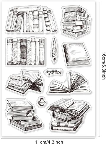 الكتب ورف الكتب طوابع شفافة من السيليكون، طوابع شفافة لبطاقات عطلات عيد الفصح وعيد الفصح، صنع ألبوم صور القصاصات بنفسك، حرفة ورقية للتزيين in Saudi Arabia