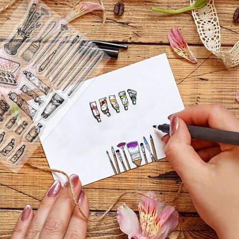 أدوات الرسم طوابع واضحة فرشاة الطلاء سيليكون واضح طوابع لوحة المطاط شفافة ختم الطوابع DIY بها بنفسك بطاقة صنع سكرابوكينغ ألبوم الصور مجلة الديكور in Saudi Arabia