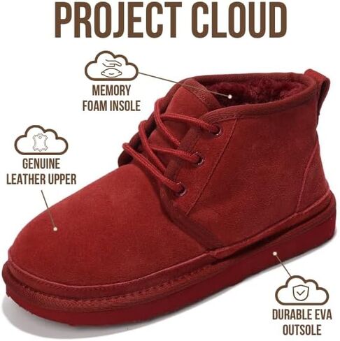Project Cloud 100% Genuine Leather Women's Ankle Boots 2026 (Julee) | Memory Foam Insole and Non-Slip Lace-Up Design with Lightweight Fall & Winter Boots for Women - Water-Resistant Snow Boots in Saudi Arabia