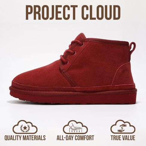 Project Cloud 100% Genuine Leather Women's Ankle Boots 2026 (Julee) | Memory Foam Insole and Non-Slip Lace-Up Design with Lightweight Fall & Winter Boots for Women - Water-Resistant Snow Boots in Saudi Arabia