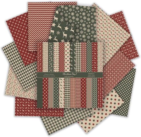 Christmas Scrapbook paper 12x12, Red and Green Double Sided Christmas Pattern Paper for Crafts Materials Journaling Scrapbooking Supplies Card Making Album Decor Gift Wraping (B) in Kuwait