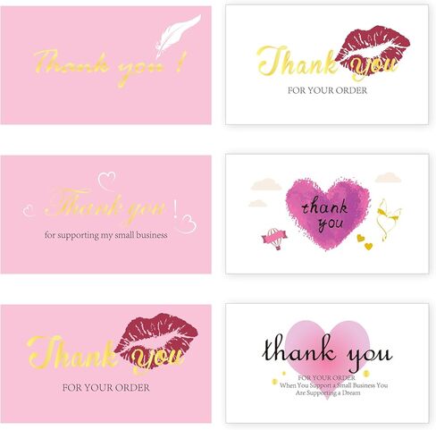252 Thank You for Supporting My Small Business Cards, 6 Elegant Gold Foil Design Thank You for Your Order Appreciation Cards for Small Business Boutique Supplies, 3.5 x 2" Business Card Size（Black） in Saudi Arabia