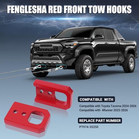 Front Tow Hooks Compatible with Toyota Tacoma 2024-2026 4Runner 2025-2026, Red Left and Right in Saudi Arabia