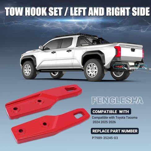 Front Tow Hooks Compatible with Toyota Tacoma 2024-2026 4Runner 2025-2026, Red Left and Right in Saudi Arabia