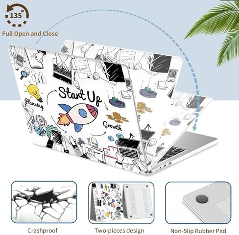 Laptop Shell Compatible with MacBook Air 13 Inch Case M1 Chip 2021-2018 Model A1932 A2179 A2337, Plastic Computer Cover and Keyboard Flim for New Version Air 13.3 Inch, Rocket in Saudi Arabia