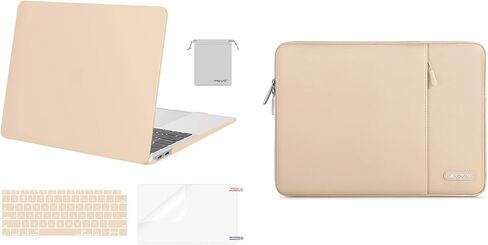 MOSISO Compatible with MacBook Air 13 inch Case 2022, 2021-2018 Release A2337 M1 A2179 A1932, Plastic Hard Shell&Polyester Vertical Sleeve Bag&Keyboard Cover&Screen Protector&Storage Bag,Apricot in Saudi Arabia