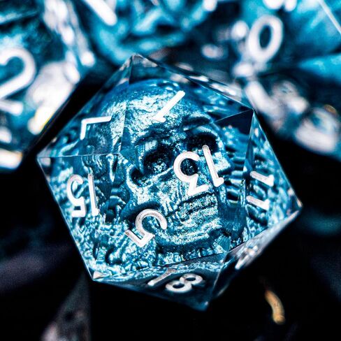 DND Skull Dice Set 7PCS Necromancer Polyhedral Dice for Dungeons Dragons RPG Role Playing Game, Resin Sharp Edged D and D Dice with Gift Box D6 D8 D10 D12 D20 (Green Purple) in Saudi Arabia
