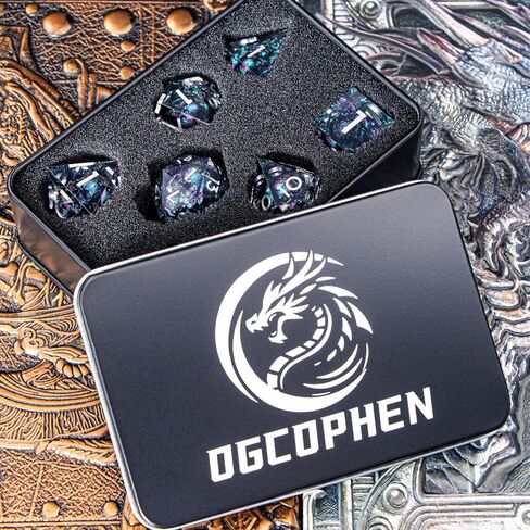 DND Skull Dice Set 7PCS Necromancer Polyhedral Dice for Dungeons Dragons RPG Role Playing Game, Resin Sharp Edged D and D Dice with Gift Box D6 D8 D10 D12 D20 (Green Purple) in Saudi Arabia