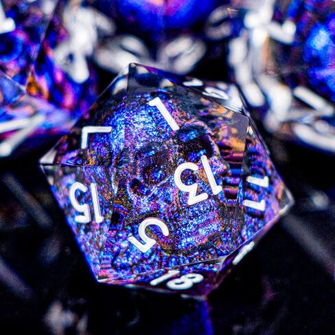 DND Skull Dice Set 7PCS Necromancer Polyhedral Dice for Dungeons Dragons RPG Role Playing Game, Resin Sharp Edged D and D Dice with Gift Box D6 D8 D10 D12 D20 (Green Purple) in Saudi Arabia