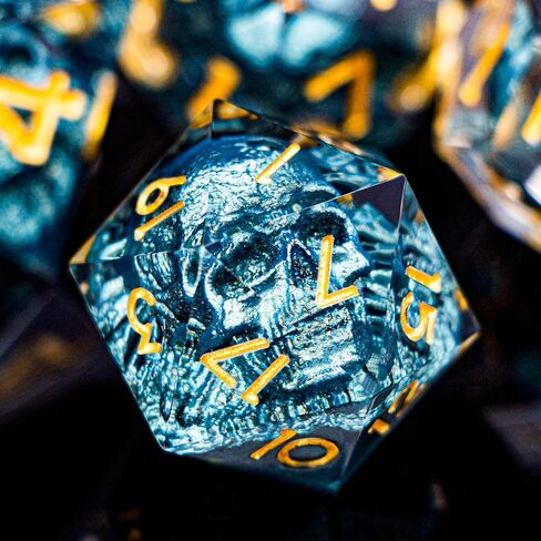 DND Skull Dice Set 7PCS Necromancer Polyhedral Dice for Dungeons Dragons RPG Role Playing Game, Resin Sharp Edged D and D Dice with Gift Box D6 D8 D10 D12 D20 (Green Purple) in Saudi Arabia