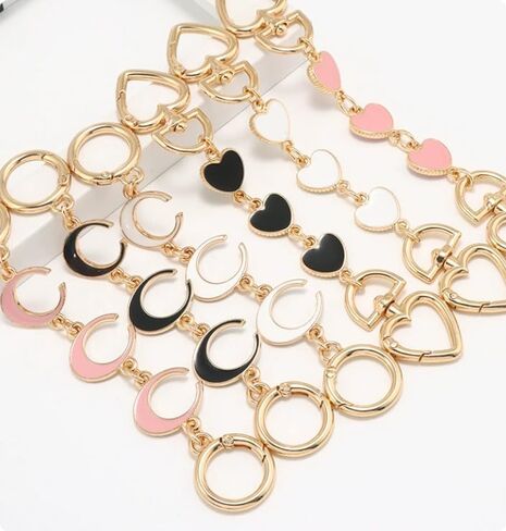2Pcs Heart and Moon Bag Extender Chains, Gold Purse Strap Extenders for Handbags, Black Purse Accessories, Bag Charms, and Purse Making Supplies in Saudi Arabia
