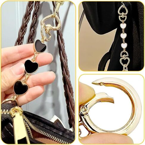 2Pcs Heart and Moon Bag Extender Chains, Gold Purse Strap Extenders for Handbags, Black Purse Accessories, Bag Charms, and Purse Making Supplies in Saudi Arabia
