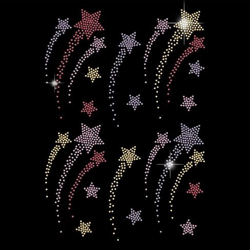 SUPERDANT Shooting Star Iron on Rhinestones for Clothes Stars Crystal Heat Transfer Stickers Iron on Decals Rhinestone Patches for Girl's T-Shirt Clothing Hoodie Jackets DIY Art Craft Gifts in Saudi Arabia