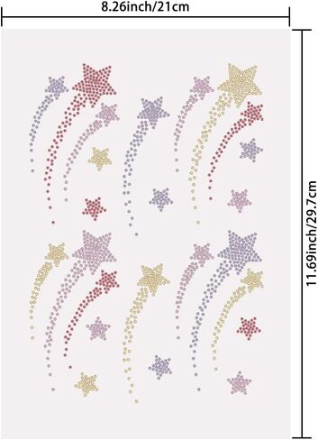 SUPERDANT Shooting Star Iron on Rhinestones for Clothes Stars Crystal Heat Transfer Stickers Iron on Decals Rhinestone Patches for Girl's T-Shirt Clothing Hoodie Jackets DIY Art Craft Gifts in Saudi Arabia