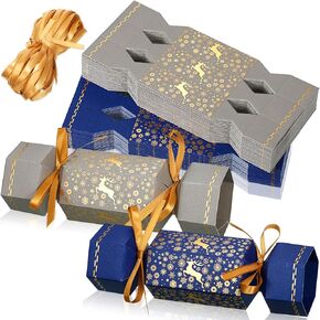 Tenceur 50 Christmas Cracker Kit No Snap Xmas Party Table Favors Snowflake Reindeer DIY Christmas Party Cracker Candy Boxes Christmas Party Favor for Holiday Decoration, Blue and Silver in Saudi Arabia