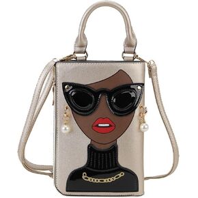 ENJOININ Women Novelty Lady Face Shoulder Bags Funky PU Leather Top Handle Satchel Handbags Clutch Purse for Women in Kuwait