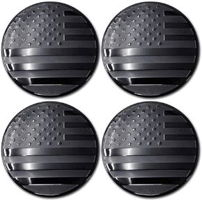 4PCS Custom 63mm 2.5" Black American Flag Wheel Center Cap Stickers - Aluminum Metal Hub Cap Decals for Car, Truck, SUV Rims Decorative Accessories in Kuwait