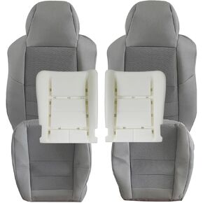 FZJDSD Gray Cloth Driver and Passenger Side Bottom & Top Lean Back Replacement Seat Covers & Two Foam Cushion Compatible with Ford F250 F350 F450 F550 XLT 2003 2004 2005 2006 2007 in Kuwait