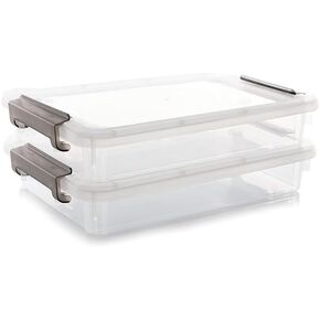 ELETINA Plastic Storage Bins with Latching Lids Portable Project Case Clear File Box Stackable Storage Containers for Organizing A4 Paper, Photo, Document, Scrapbook (grey, 6.3 * 4 * 3.8 Inch（3 PCS）) in Saudi Arabia