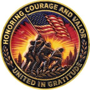 Raising The Flag & Eagle Veterans Challenge Coin Honoring All Who Served Memorial Medallion Tribute Token for Service & Sacrifice Commemorative Military Keepsake Gift for Men & Women in Saudi Arabia