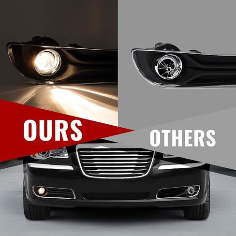 HECASA Pair LED Fog Lights w/Bezel Compatible with 2011-2014 Chrysler 300 Replacement for 68127946AB 68127947AB CH1039126 Front Fog Lamp Kit Cover Trim Clear Lens+Black Bezel LH & RH in Saudi Arabia