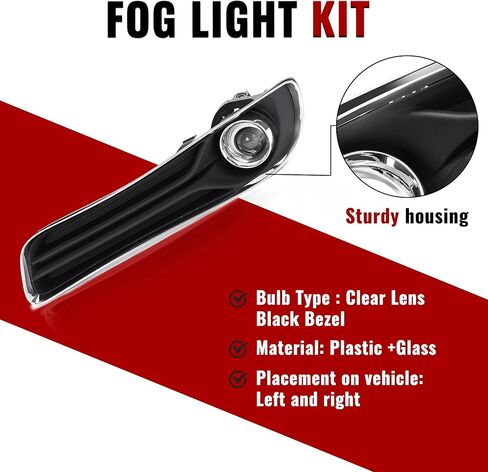 HECASA Pair LED Fog Lights w/Bezel Compatible with 2011-2014 Chrysler 300 Replacement for 68127946AB 68127947AB CH1039126 Front Fog Lamp Kit Cover Trim Clear Lens+Black Bezel LH & RH in Saudi Arabia