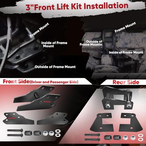 طقم رفع UTV Ranger باللون الأسود، طقم رفع بقوس أمامي وخلفي مقاس 3 بوصات مناسب لـ 2013-2022 Polaris Ranger بالحجم الكامل 570/XP 570/XP 900/XP 1000/1000 ديزل in Kuwait