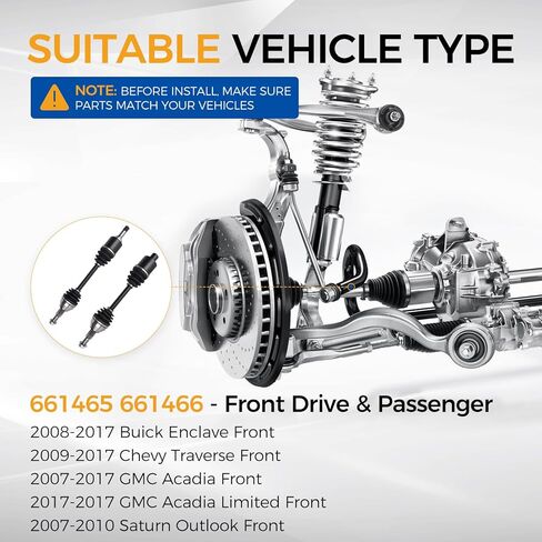 مجموعة محور السيرة الذاتية الأمامية من PAROD تناسب Buick Enclave 2008-2017، Chevy Traverse 2009-2017، GMC Acadia 2007-2017، Acadia Limited 2017، Saturn Outlook 2007-2010 استبدال #661465 661466 in Saudi Arabia
