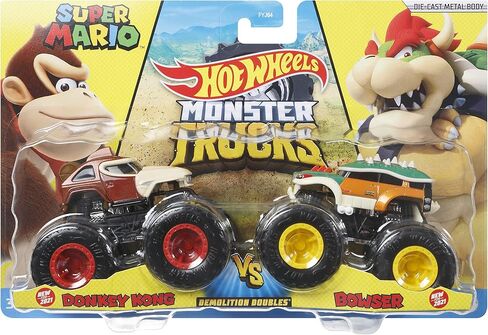 Hot Wheels Monster Trucks Pack 2 Nintendo Toy Cars 1:64 Scale Gift for Kids 3+ Years (Mattel HDH82) in Saudi Arabia