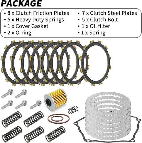 طقم القابض وألواح فولاذية الاحتكاك مع حشية ونوابض شديدة التحمل لـ Kawasaki KX250F (2004-2008)، سوزوكي RMZ250 (2004-2006)، KX 250F RMZ 250 فلتر زيت in Saudi Arabia